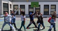 Kids dancing on the playground